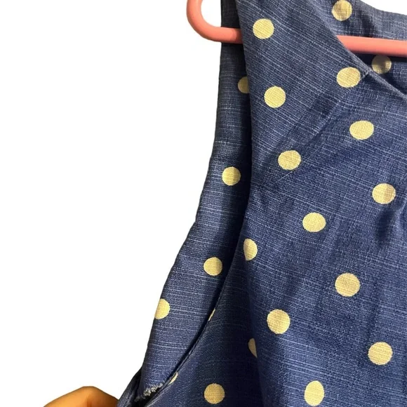 Ralph Lauren chaps Blue Polka Dot Mini Dress Pleated Pocket Sleeveless size 14 - Picture 2 of 9